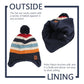 Jangannsa Knitted Baby Hat Scarf Set Winter Warm Boys Girls Beanie Fleece Lining Toddler Kids Hats With Pompom (Navy Striped(Hat