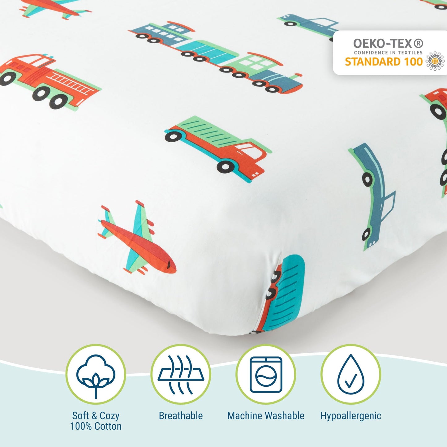Wildkin Kids 100% Cotton Toddler Sheet Set For Boys & Girls, Bedding Set Includes Top Sheet, Fitted Sheet, Standard Pillow Case,