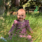 Kulcerry Newborn Infant Baby Girl Clothes Solid Color Bow Ribbed Long Sleeve Romper Pants Headband Outfits Set (Purple,Newborn)