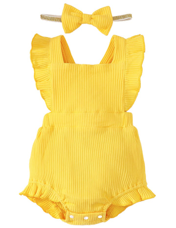 Fullfamous Newborn Baby Girl Clothes Outfits Romper Spring Summer Clothing Onesie Bodysuit Jumpsuit Ropa De Bebe Nia Yellow Newb
