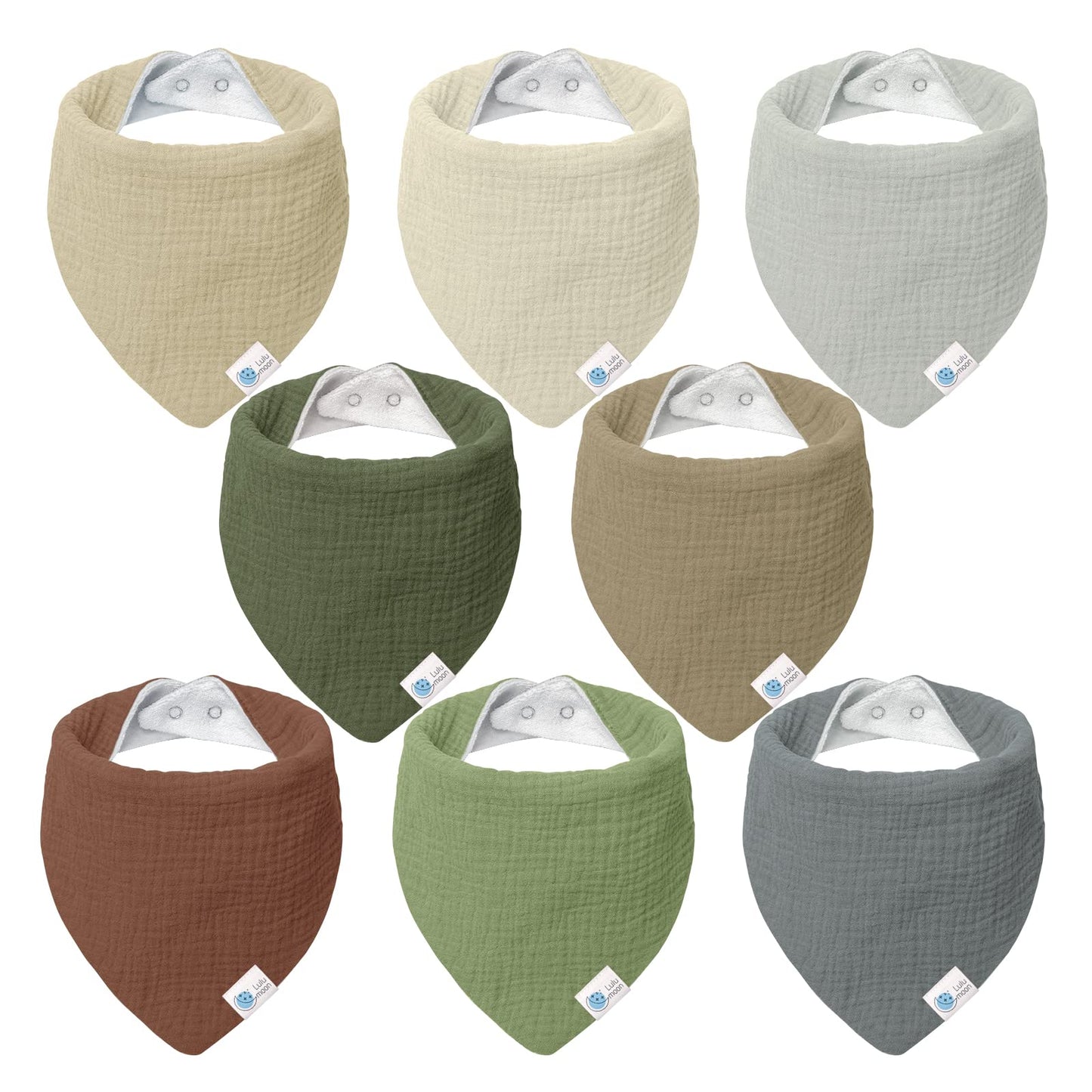 Lulumoon Muslin Baby Bibs 100% Cotton Baby Bandana Drool Bibs For Teething And Drooling, 8 Pack, Valley