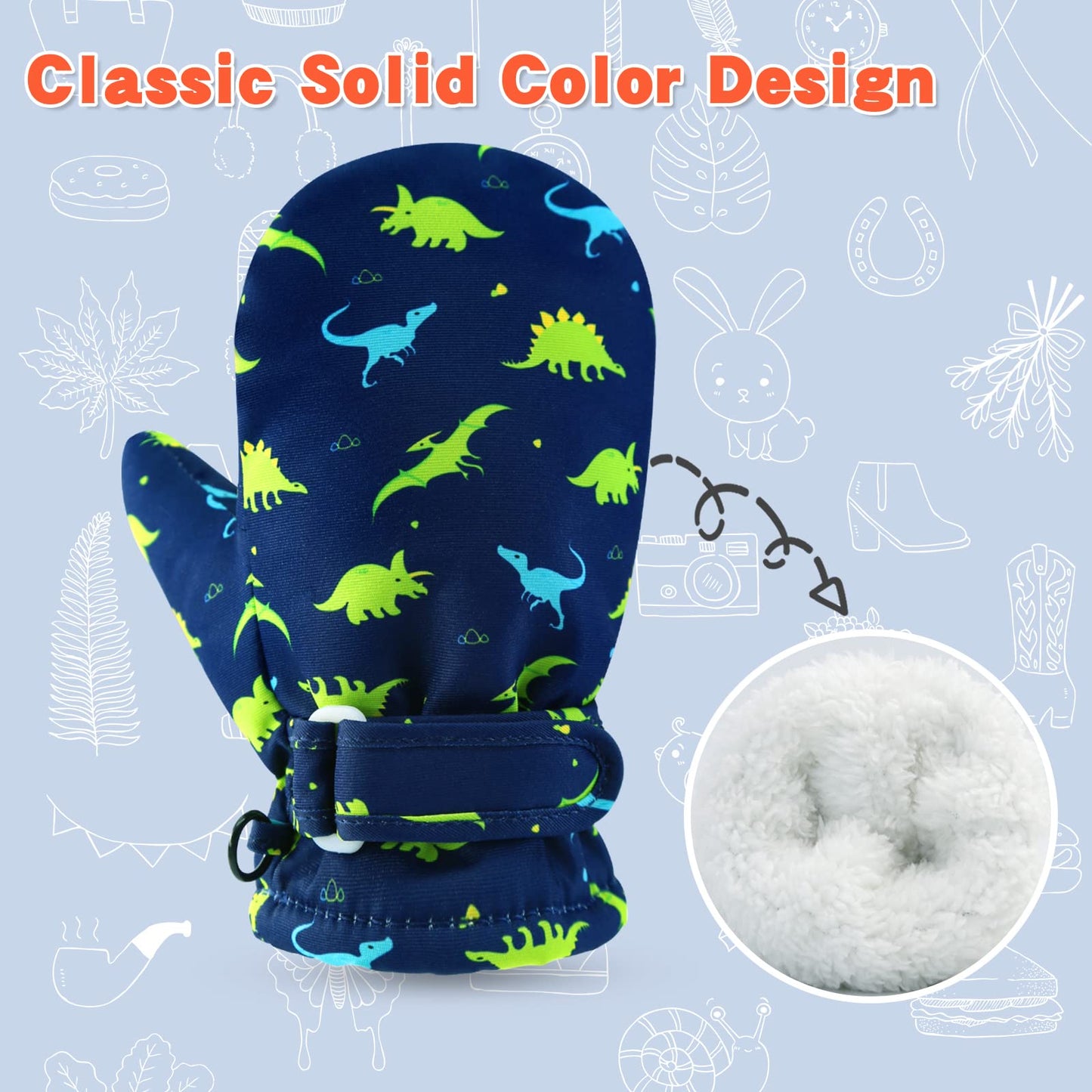 Bavst Toddler Waterproof Mittens Fleece Lined Baby Boys Girls Winter Warm Glove Kids Snow Infant Ski Mitten For 3M-5T