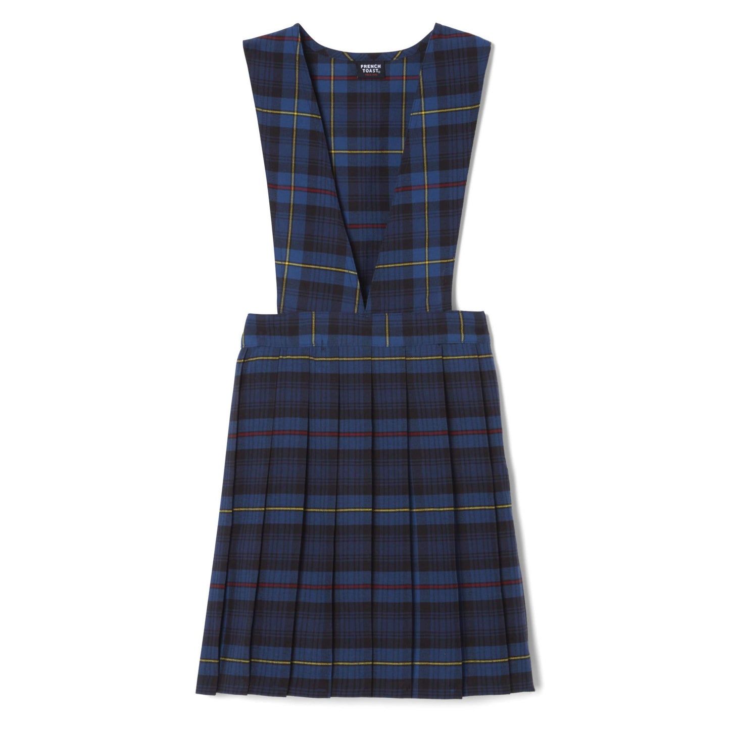 French Toast Big Girls V-Neck Jumper, Bluered Plaid, 10