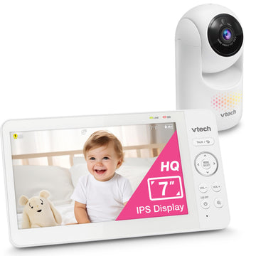 Vtech Upgraded 7' Baby Monitor, Advanced Hq Max, Pan Tilt Zoom Video Baby Monitor With Camera And Audio, Ips Screen, Touch Cont