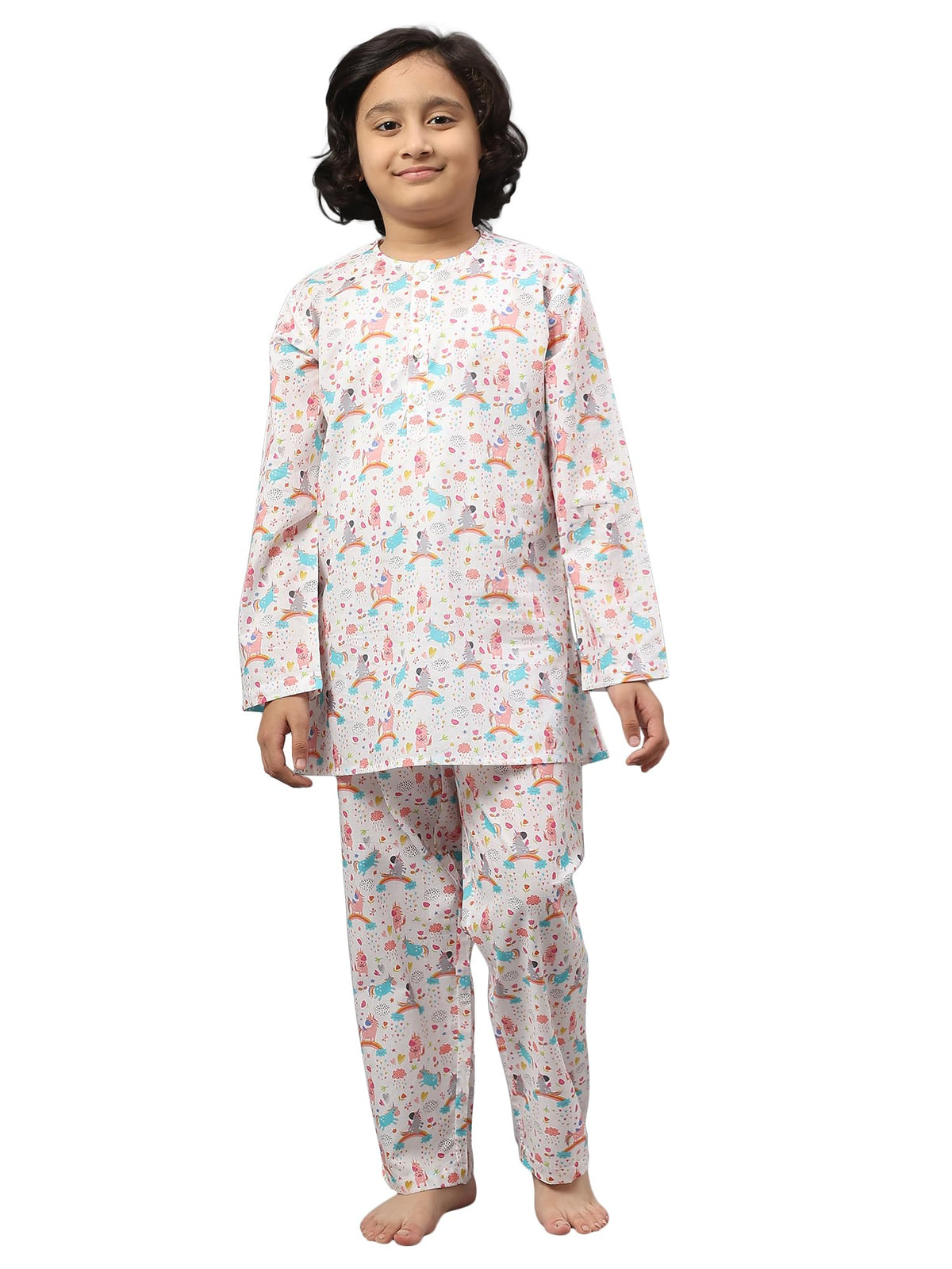KiddieKid Unisex Kids Cotton Ankle Length Pajama Set (NS1025_12_18M_Multicolour_12Months18Months)