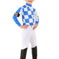 Toddler Horse Racer Costume For Boys, Jockey Attire With Checkered Jersey, White Pants, Racing Helmet, And Goggles 4T