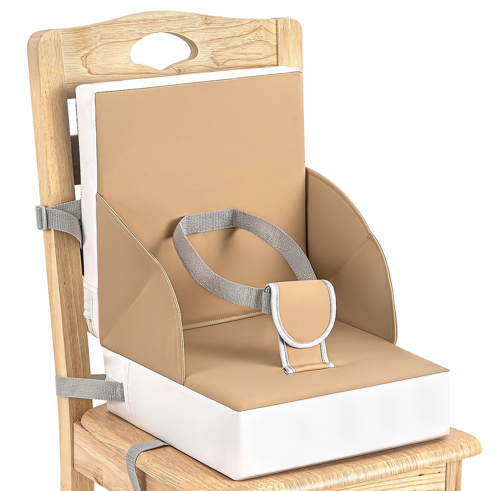 Portable Toddler Booster Seat For Dining Table, Anti-Scratch Cushion With Non-Slip Bottom, Adjustable Safety Straps, One-Second