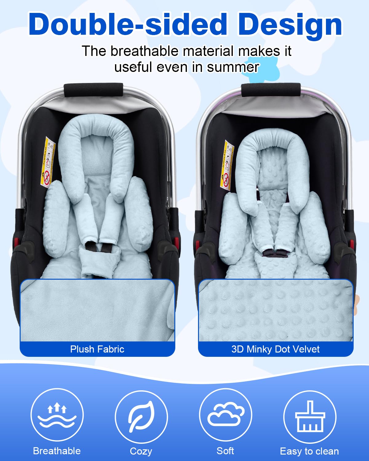 Kaseeous Infant Insert Compatible with Mamaroo Swing & Graco Swing, Thickened Baby Car Seat Head Support with Shoulder Covers, B