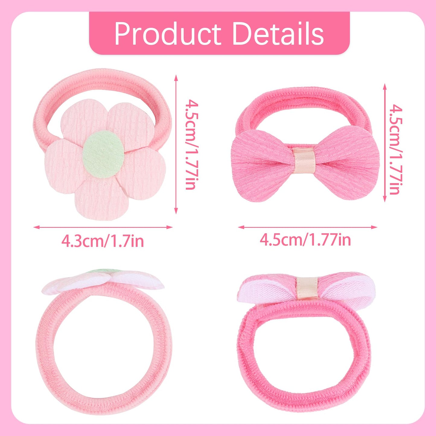 Aco-Uint Toddler Hair Ties 34 Pack Soft Hair Bands For Little Girls Elastics Baby Hair Ties No Damage Cute Candy Colorful Pony T