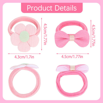 Aco-Uint Toddler Hair Ties 34 Pack Soft Hair Bands For Little Girls Elastics Baby Hair Ties No Damage Cute Candy Colorful Pony T