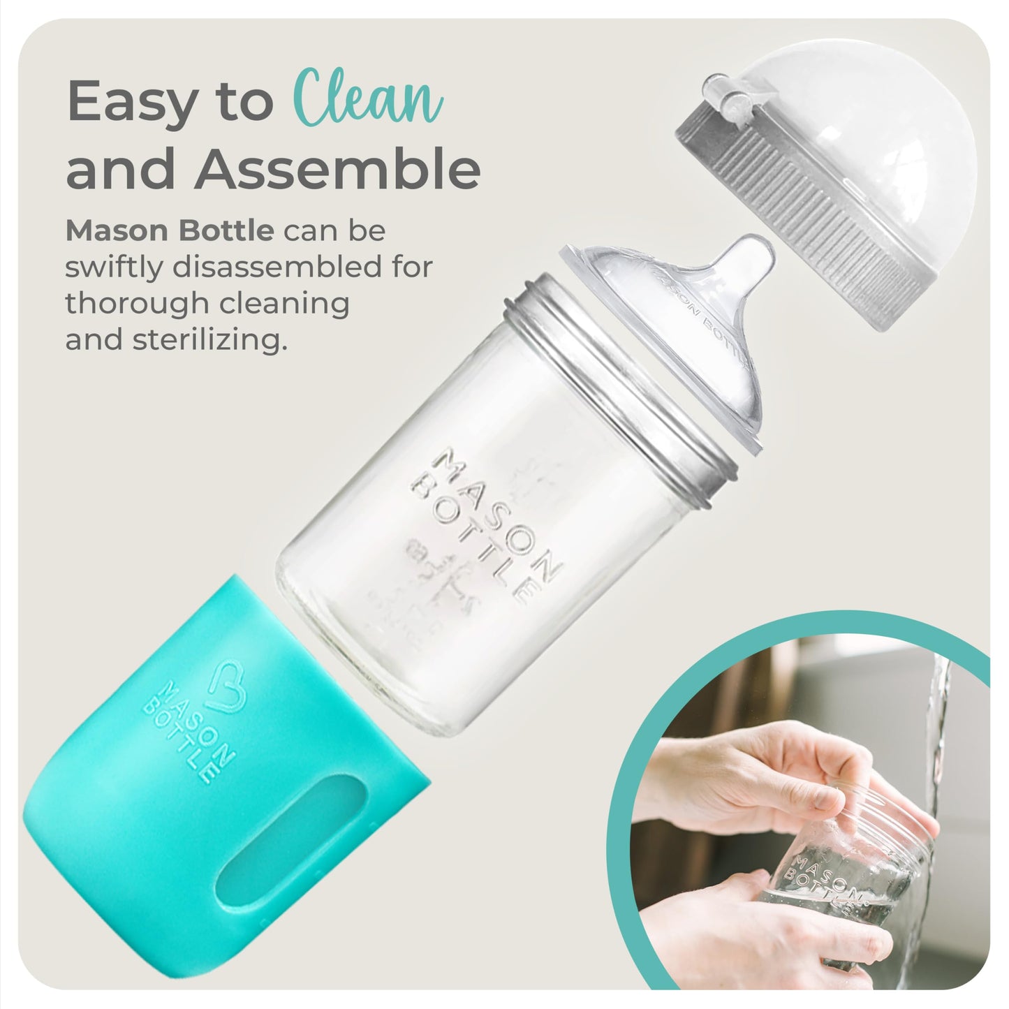 Mason Bottle Baby Glass Bottle & Breastmilk Storage Glass Set (8Oz & 4Oz, 4-Pack) - Bpa Free, Non Toxic Glass Feeding Bottles Fo