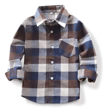 Kids Little Boys Girls Baby Red Plaid Flannel Long Sleeve Button Down Flannel Shirt Plaid Tops Girl Boy Clothes (12-18 Months, C