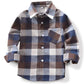 Kids Little Boys Girls Baby Red Plaid Flannel Long Sleeve Button Down Flannel Shirt Plaid Tops Girl Boy Clothes (2-3T, Coffee)