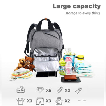 Hap Tim Diaper Bag Backpack,Large Capacity Travel Back Pack Maternity Baby Nappy Changing Bags, Double Compartments With Strolle