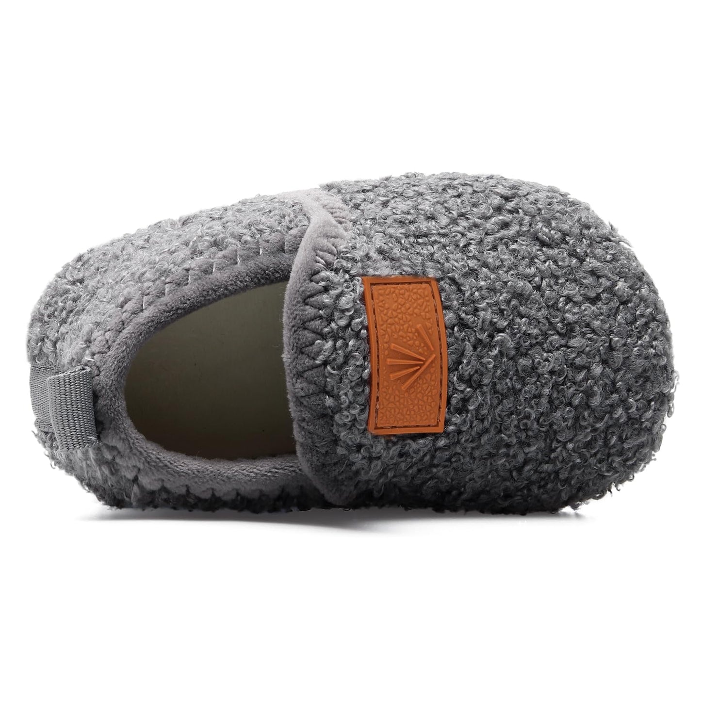 Lisdwde Kids Slippers Boys Girls House Slippers Indoor Shoes Winter Warm Cotton Slipper Cozy Plush Home Slippers Dark Grey 3.5-4