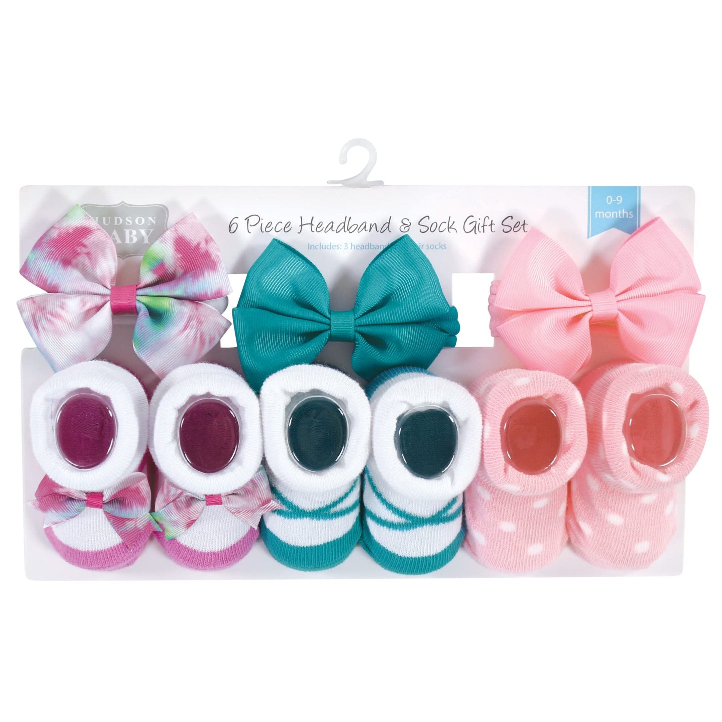 Hudson Baby Baby Girls' Headband And Socks Giftset, Tie-Dye, One Size