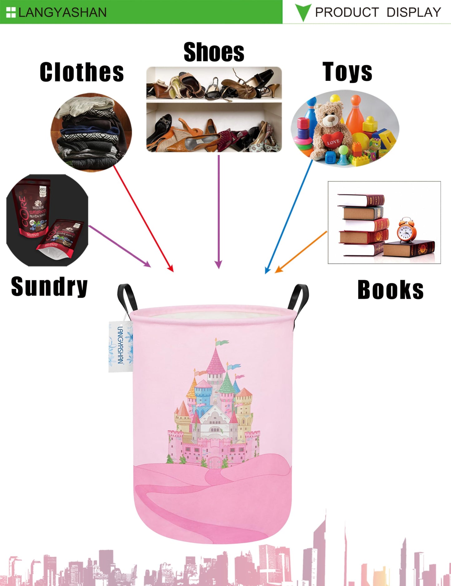 Langyashan Storage Bin, Canvas Fabric Collapsible Organizer Basket For Laundry Hamper,Toy Bins,Gift Baskets, Bedroom, Clothes,Ba