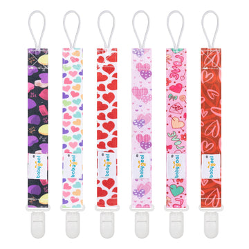 Babygoal Heart Pacifier Clips, 6 Pack Binky Paci Holder And Leash For Boys And Girls Fits For Most Pacifier, Binkie Styles & Bab