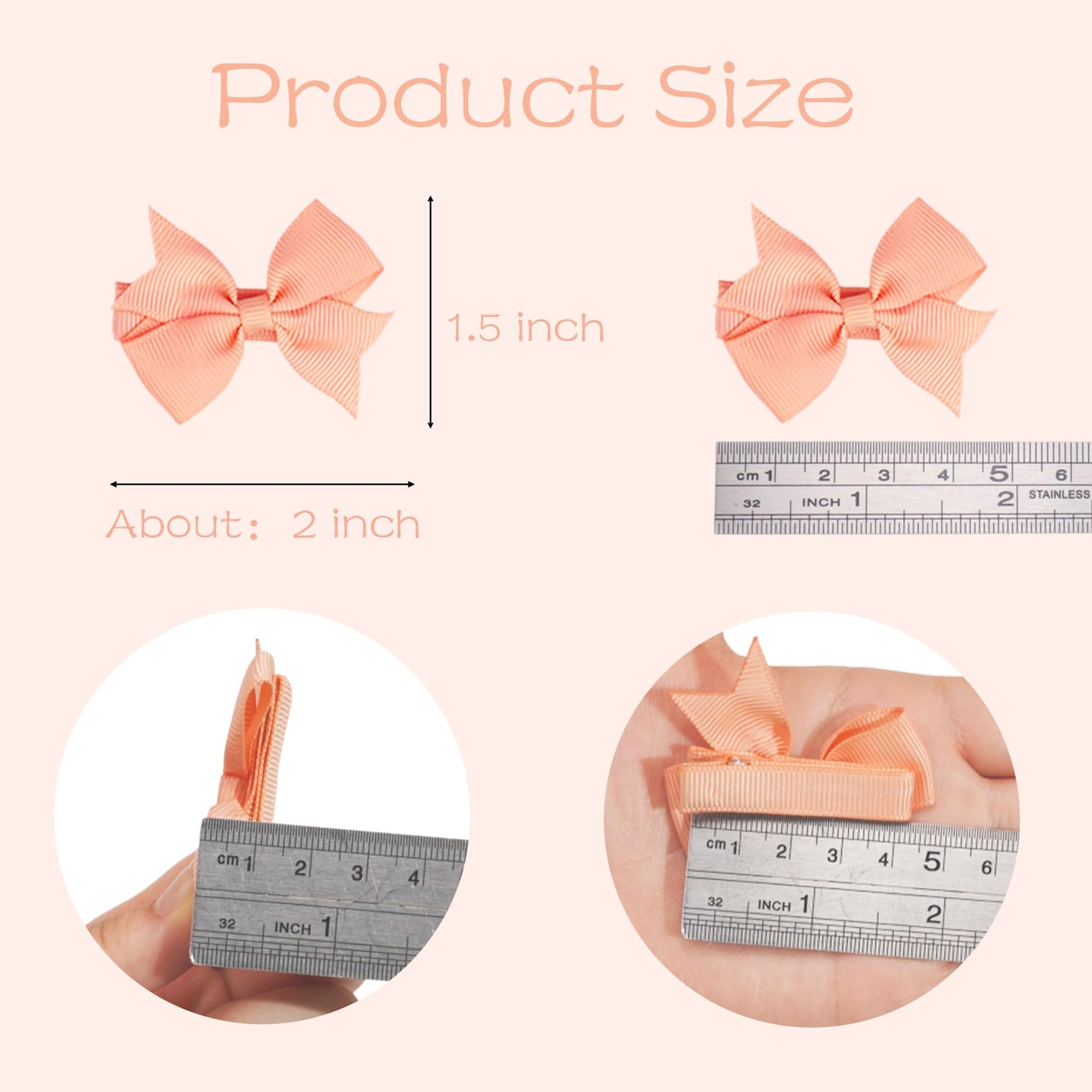 C  Llot Hair Clips For Baby Girls - 60 Tiny 2' Fully Covered Bows Barrettes For Infants And Toddlers