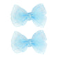 3.5-Inch Organza Hair Bows For Girls - Elegant Sheer Ribbon Alligator Clips For Toddlers, Kids, And Teens - Pack Of 2, Sky Blue