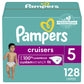 Pampers Cruisers Diapers - Size 5, One Month Supply (128 Count), Disposable Active Baby Diapers with Custom Stretch