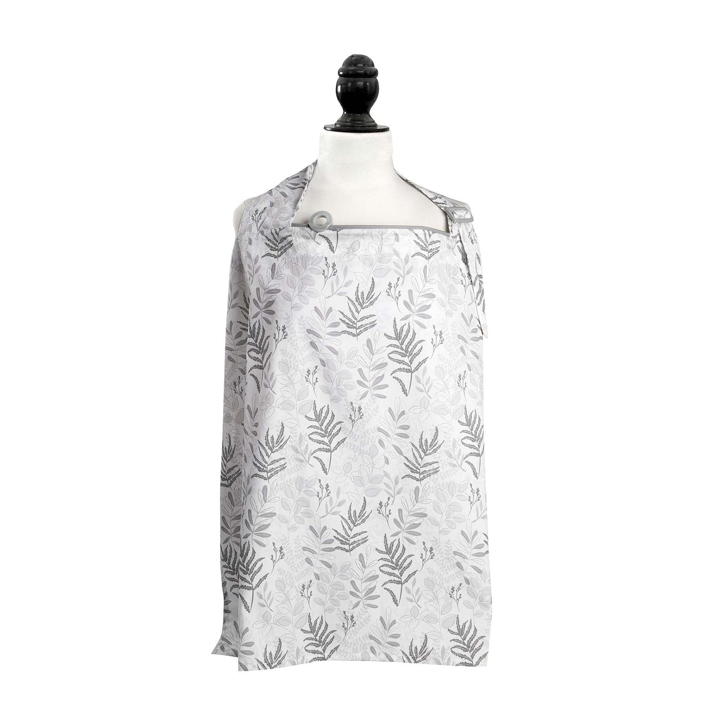 Boppy Nursing Cover for Breastfeeding, Gray Ferns, Apron Style with Storage Pocket, Rigid Neckline to See Baby While Feeding, an