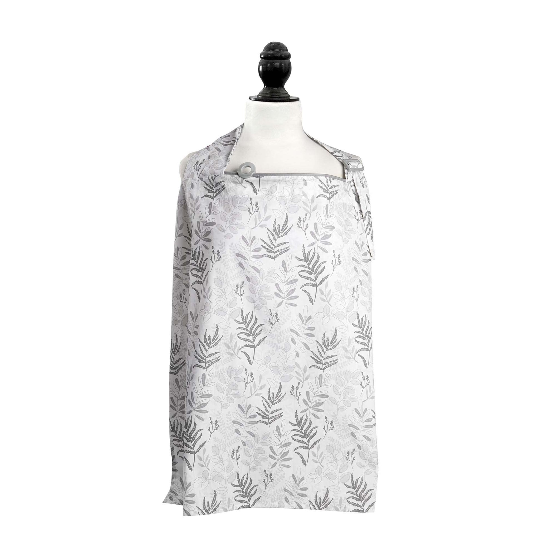 Boppy Nursing Cover for Breastfeeding, Gray Ferns, Apron Style with Storage Pocket, Rigid Neckline to See Baby While Feeding, an