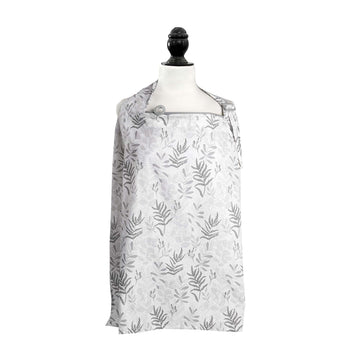 Boppy Nursing Cover for Breastfeeding, Gray Ferns, Apron Style with Storage Pocket, Rigid Neckline to See Baby While Feeding, an