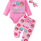 Fullfamous Baby Girl Clothes Gifts Outfits,Fall Winter Long Sleeve Romper And Pant Set Rose Red Donut 6-12 Months