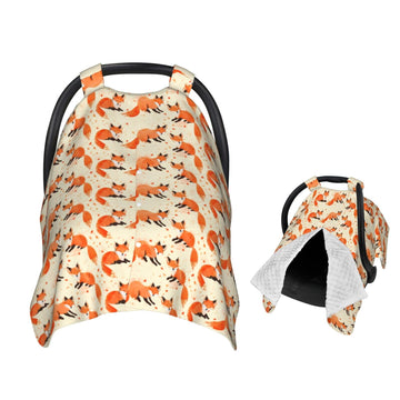 Muishi Painting Animal Fox Print Baby Car Seat Canopy Nursing Cover for Newborn Car Seat Breastfeeding Covers Blanket Newborn Sh