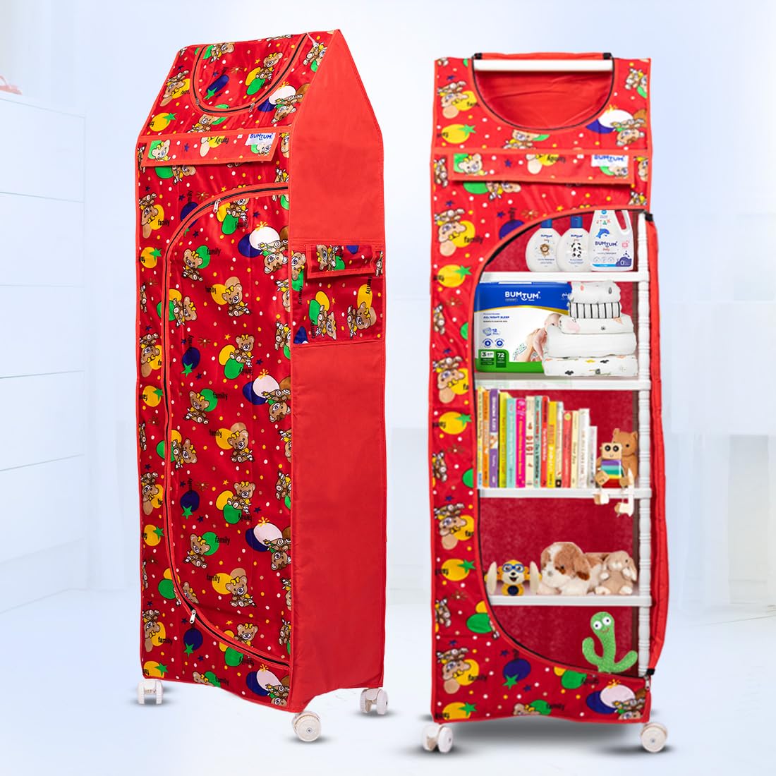 Bumtum Baby Wardrobe Multipurpose 6 Shelve |Foldable Almirah| Baby Wardrobe for Clothes Storage | Baby Wardrobe Cover | Baby Alm