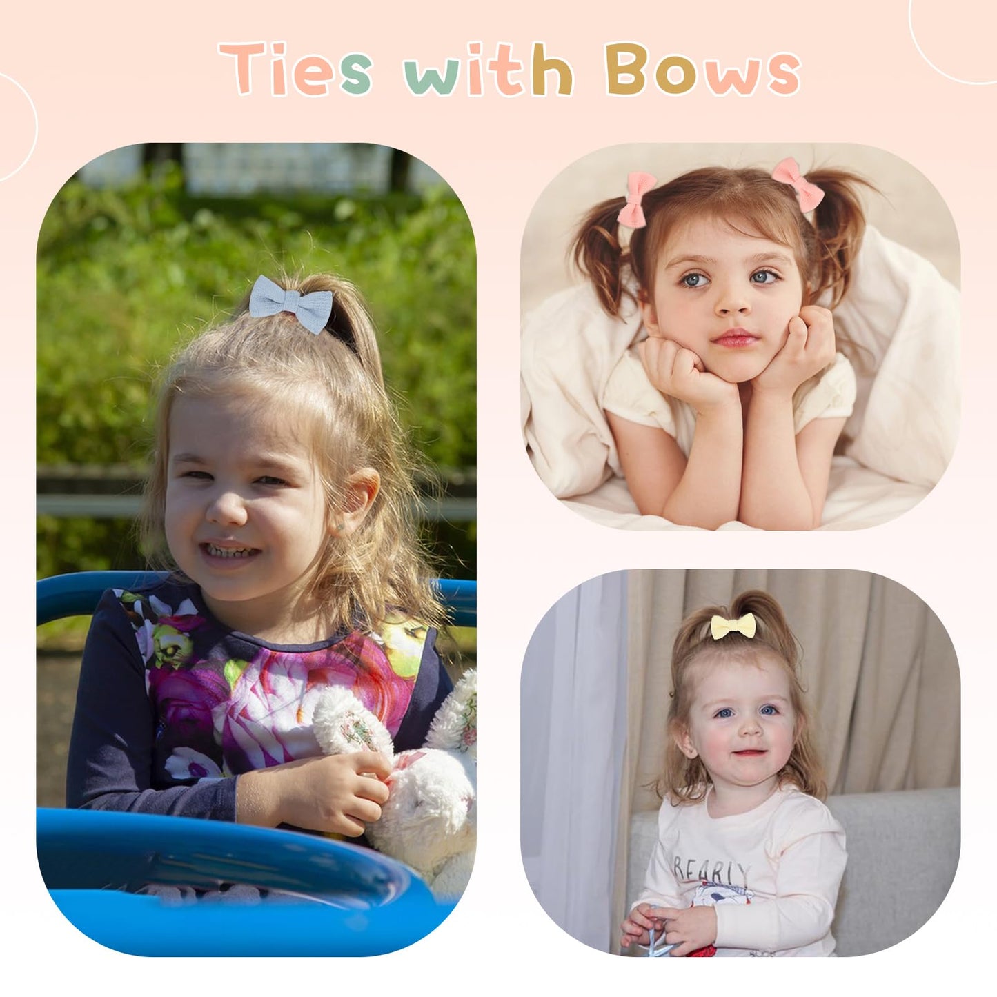 Aco-Uint Baby Toddler Hair Ties, 30 Pack Bow Hair Ties Soft Elastic No Damage Samll Ponytail Holders Hair Accessories For Girls