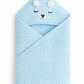 Hi mom Kids World Baby Hooded Bath Towel, Blue, Cotton Terry, Bear Design with Embroidered Face and Pompom Ears (Blue, 80X80)