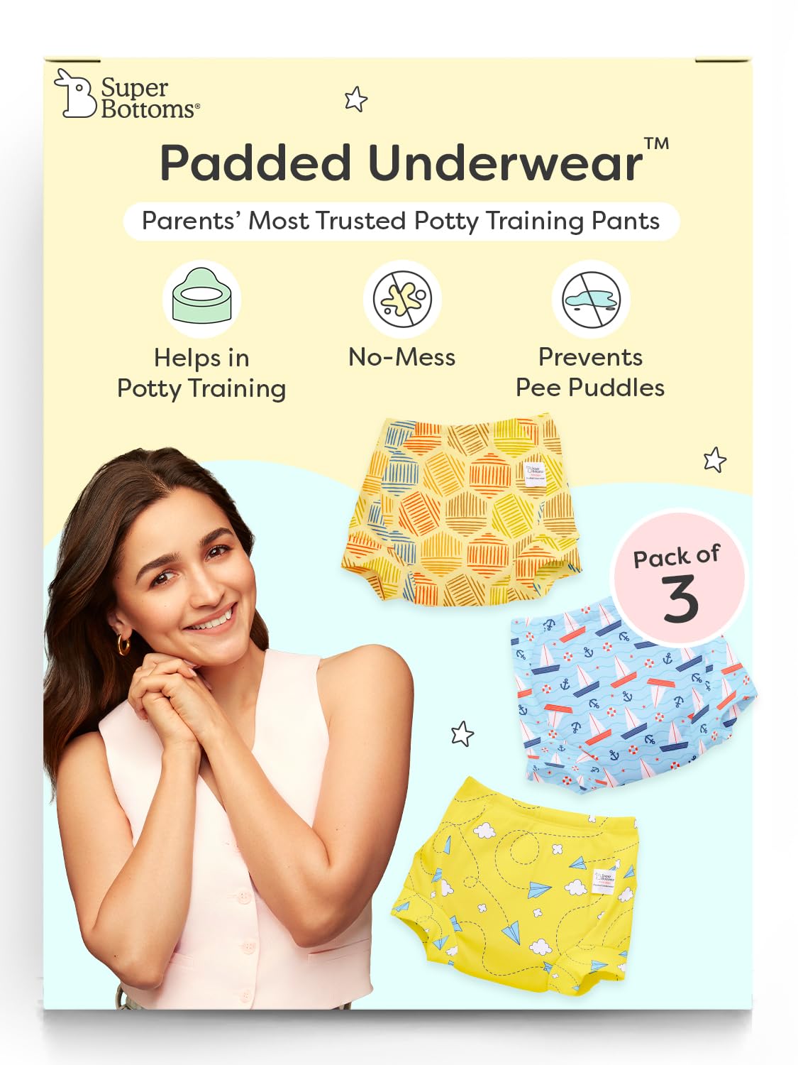Superbottoms Padded Underwear For Growing Babies/Toddlers | With 3 Layers Of Cotton Padding & Super Dryfeel Layer| PullUp For P
