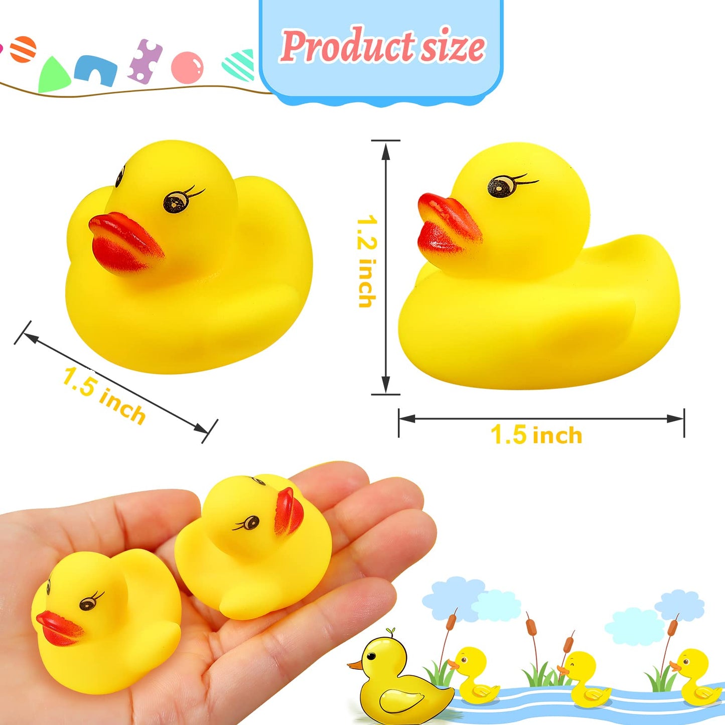 Rubber Duck Bath Toys 50PCS Mini Ducks Bulk for Kids Baby Shower Decorations Birthday Party Favors Gift Classroom Summer Beach P