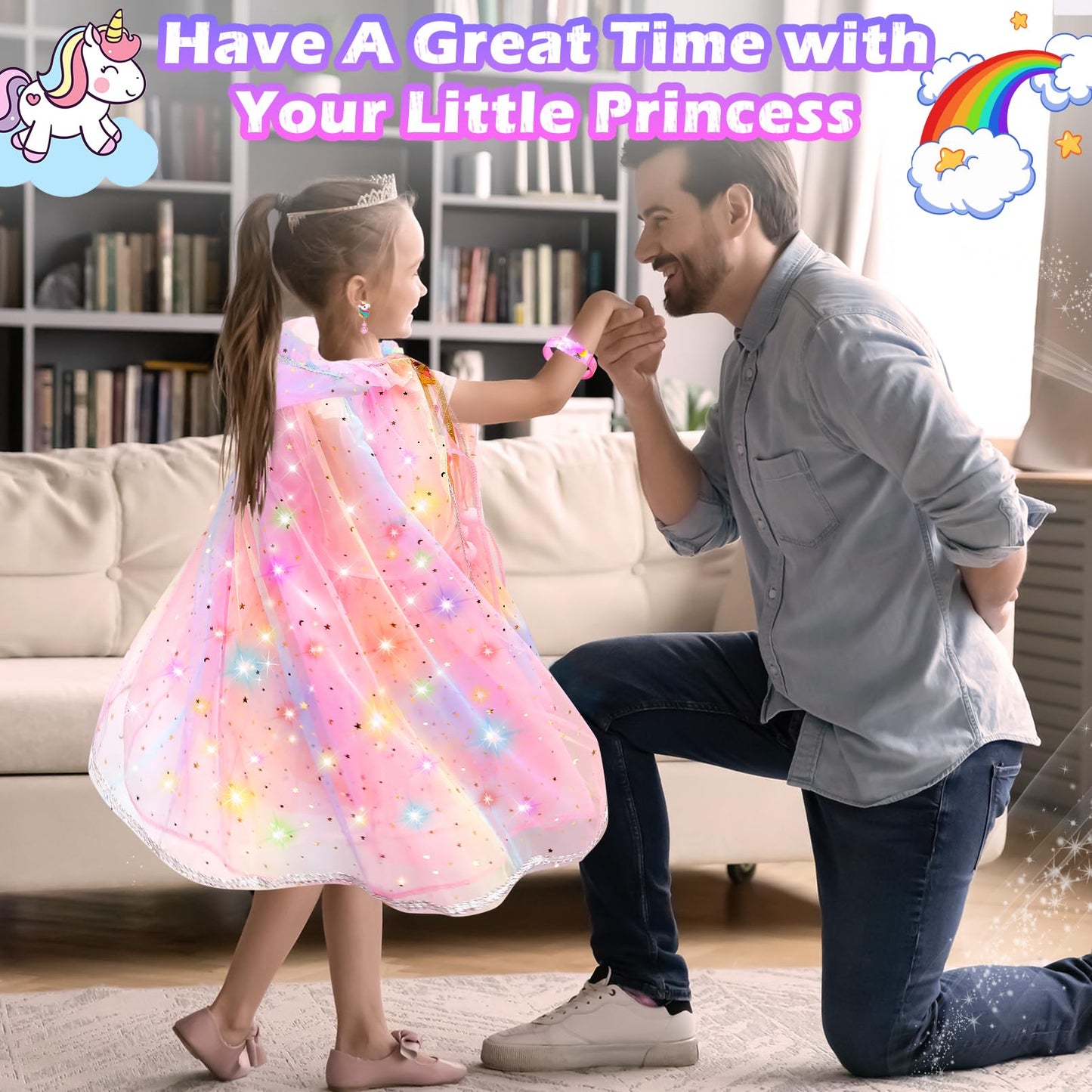 Byhttkigm Princess Dress Up For Girls 4-6, Dresses For Girls, Led Light Up Toys For 3 Year Old Girls Christmas Brithday Gifts