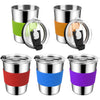 Shineme 8Oz Kids Cups Spill Proof, 5Pack Stainless Steel Sippy Cups With Lids And Silicone Sleeves, Reusable Toddler Cups For Ho