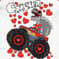 Tkria Kids Boy Valentine Day Shirt Dinosaur Monster Truck Long Sleeve Patchwork T-Shirt Holiday Kids Top Graphic T-Shirts 8T