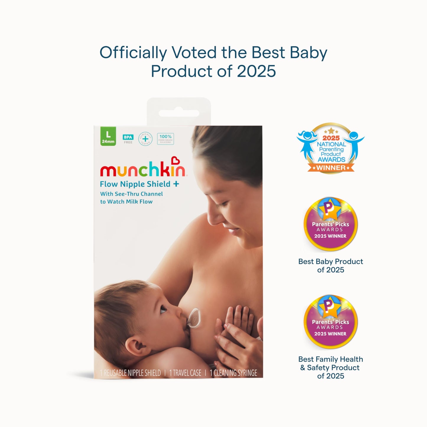 Munchkin Flow Nipple Shield + With See-Thru Channel To Watch Milk Flow - Nurse Confidently And Meet Your Breastfeeding Goals - 2