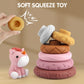 Nueplay 7 Pcs Stacking & Nesting Baby Toys, Squeeze Teething Toys and Building Circle with Pink Horse Figure, Newborn Essentials