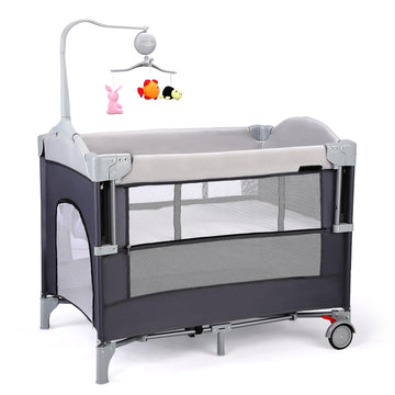 VALUE BOX 4 in 1 Pack and Play with Bassinet, Baby Bassinet for Newborn Infant, Portable Baby Playpen for Babies and Toddlers (G