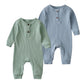 Baby Boy Girl 2 Pack Solid Romper Short/Long Sleeve One Piece Jumpsuits Clothes Sets (Blue & Light Green, 6-9 Months)