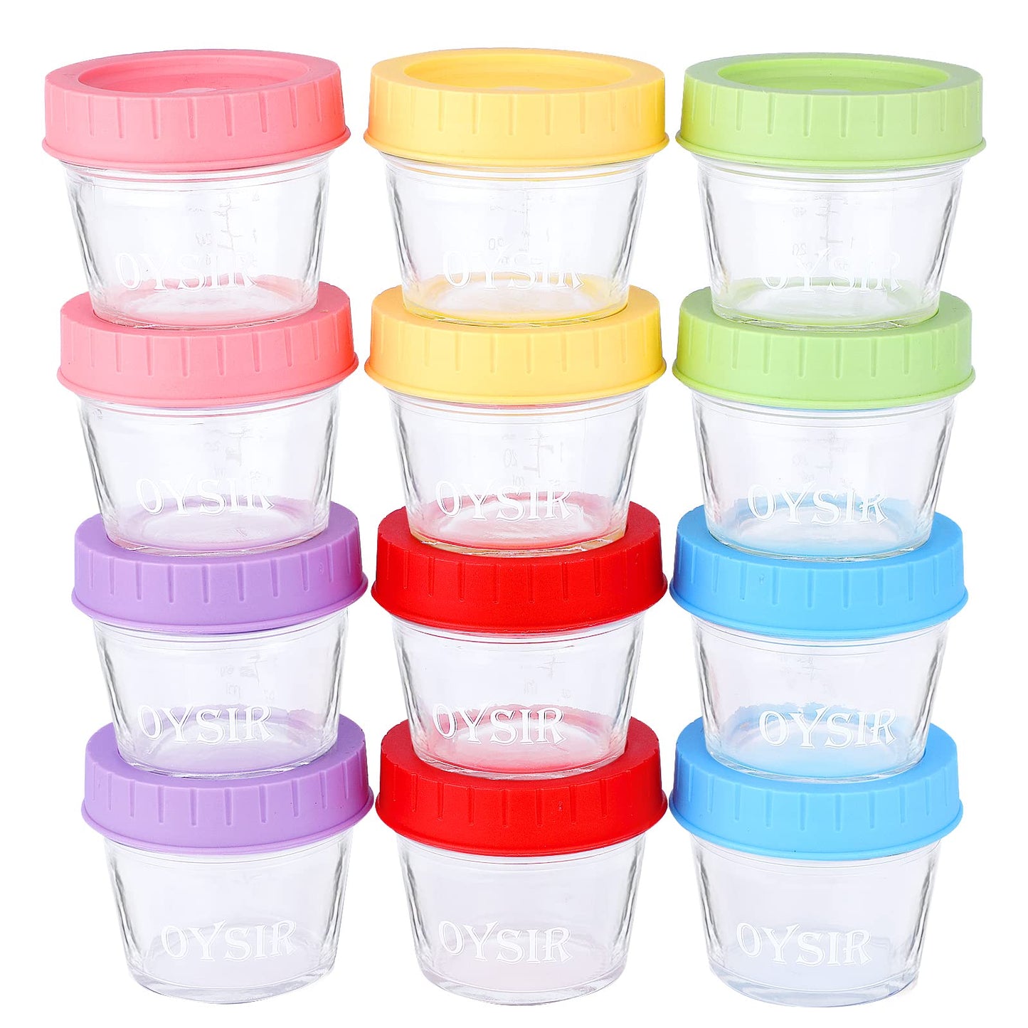 OYSIR Glass Baby Food Storage Containers,12 Pcs,4 oz Baby Jars with Lids, Reusable Small Glass Baby Food Containers for Infant &