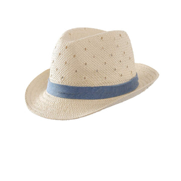 LLmoway Baby Boy Straw Fedora Hat Infant Beach Sun Protection Hat Outdoor Breathable Panama Cap Denim