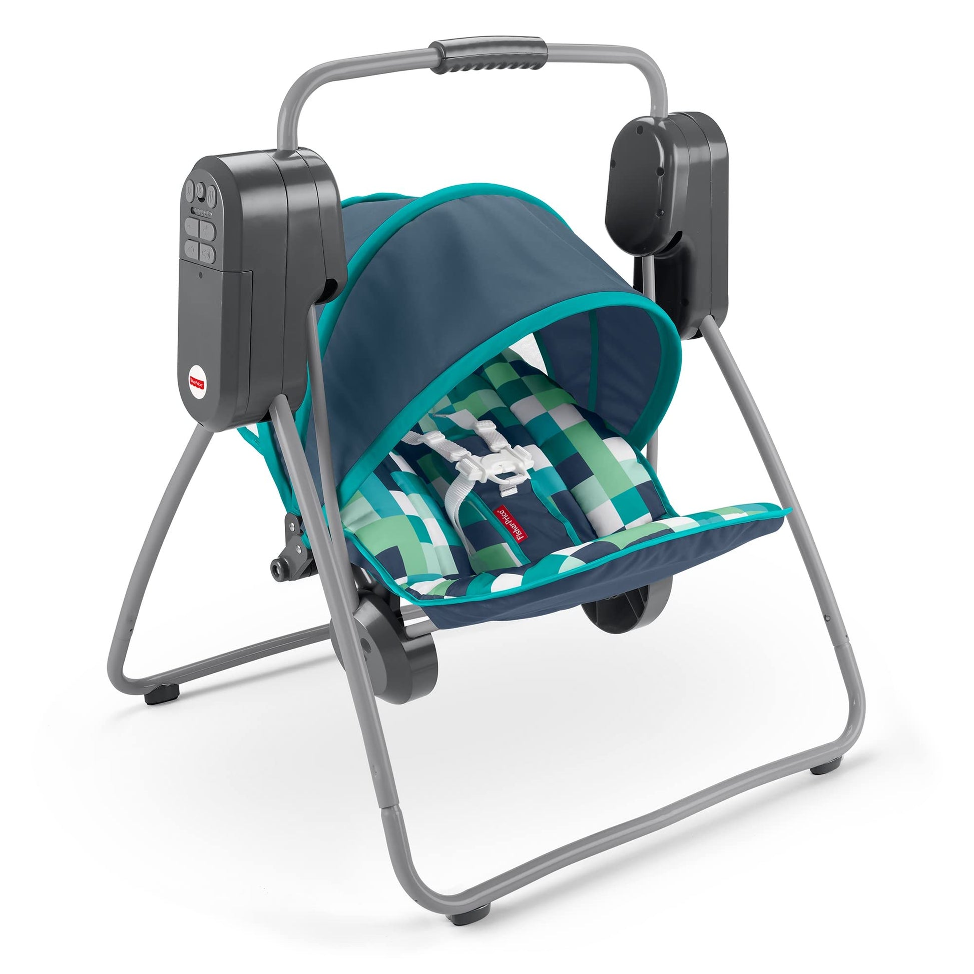 Fisher-Price On-The-Go Swing - Pixel Forest, Baby Seat With Canopy That Easily Folds For Travel