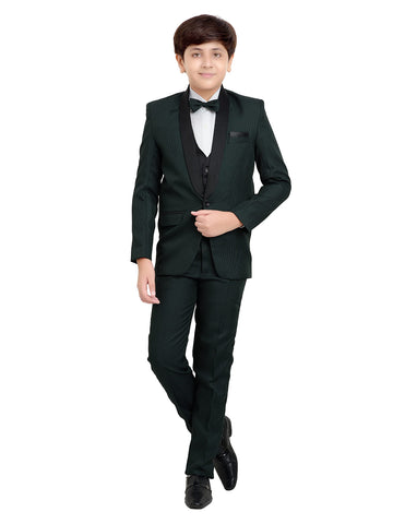 Jeetethnics Boys Green Coat Suit Set With Waistcoat Shirt And Trousers (9082C)