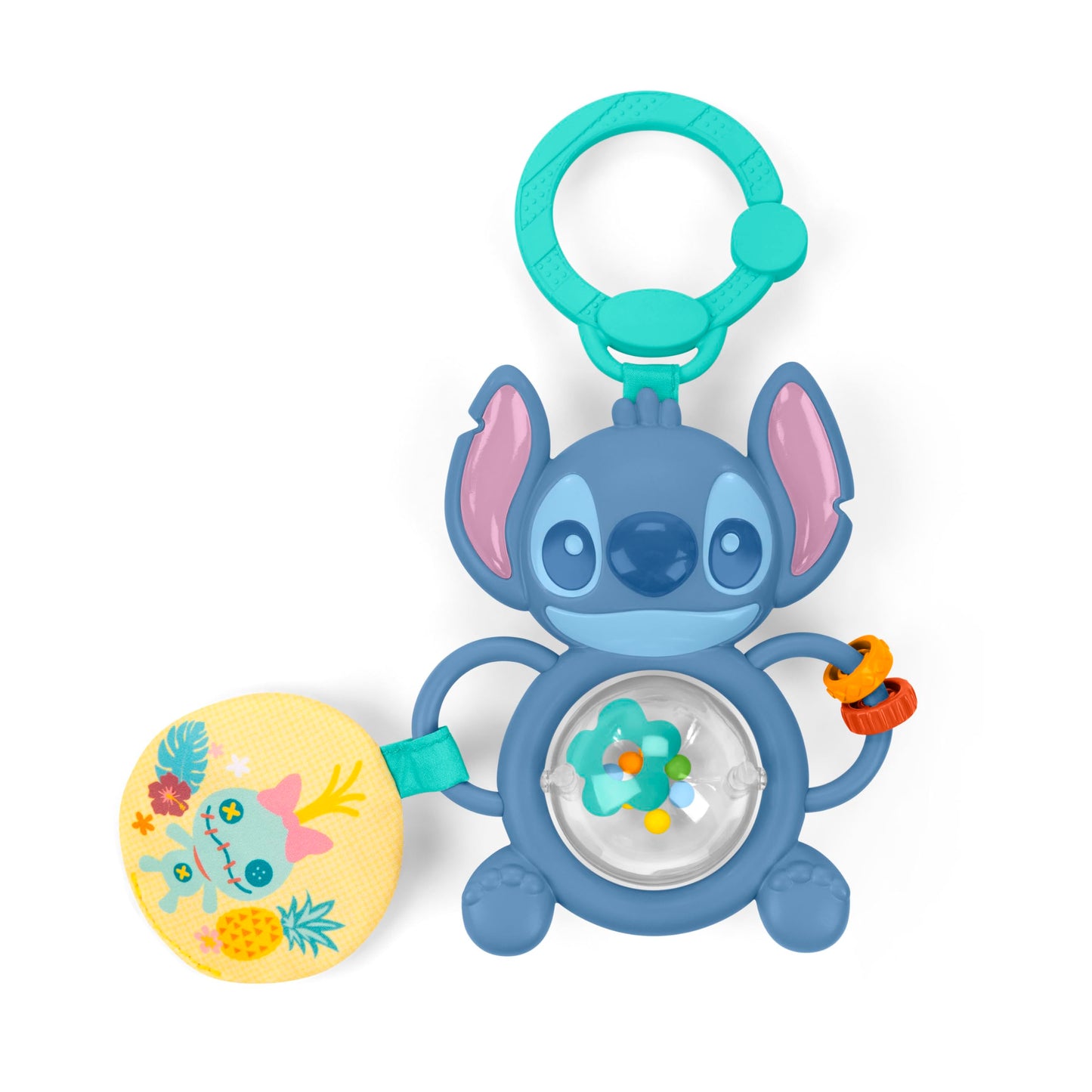 Disney Baby Stitch Tummy Tumble Baby Toy by Bright Starts, Spinning Bead Chaser Toy, On The Go Travel or Stroller Toy for Newbor