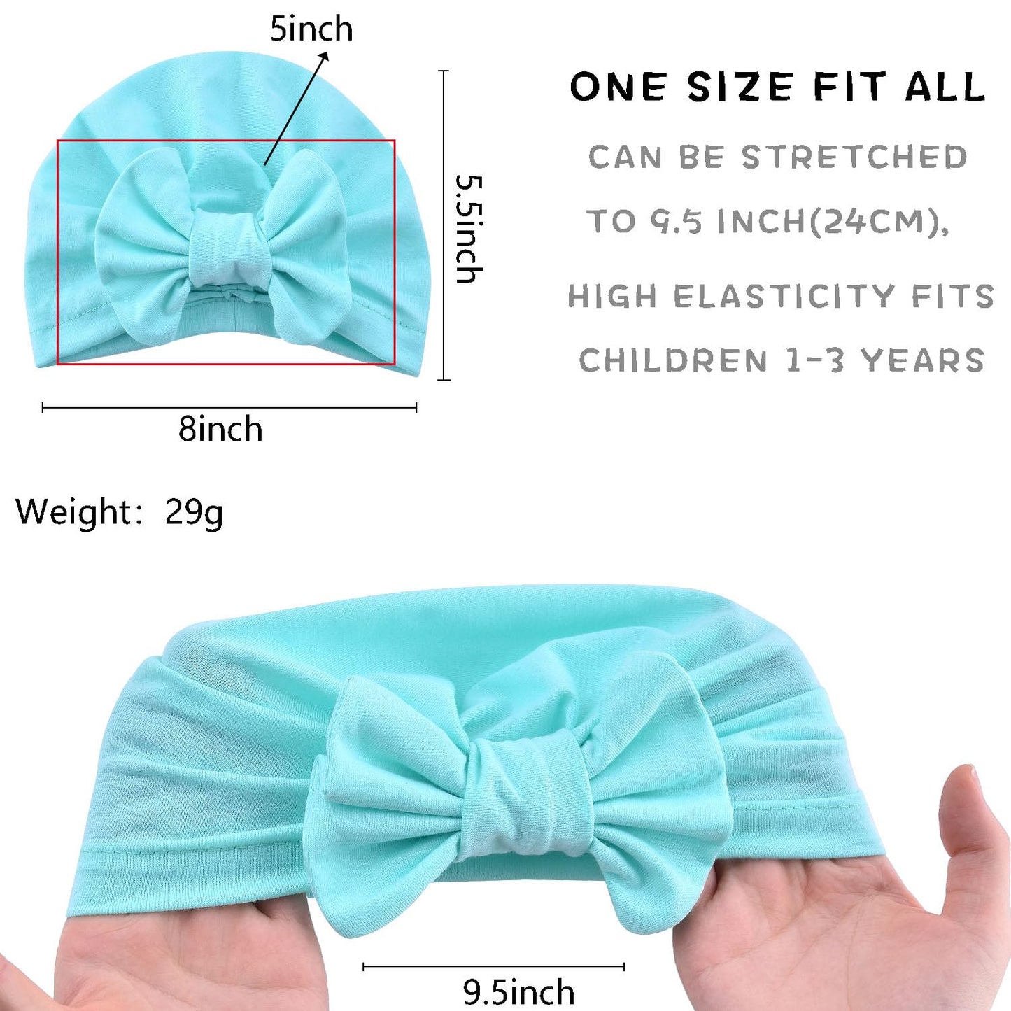 Wkjho Baby Turban Hat For Girl Boy 0-3 Years Old Infant Bow Head Wrap Soft Knotting Cap For Toddler Kids Babies