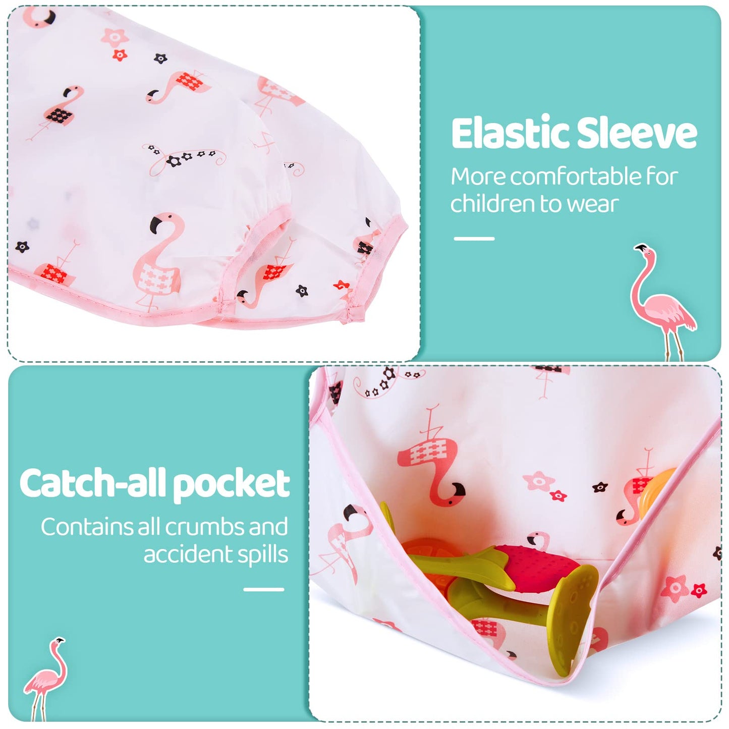 Tarpop 10 Pack Long Sleeve Bibs For Babies Waterproof Soft Sleeved Bibs For Babies Toddler Eating Feeding(24-36 Months)