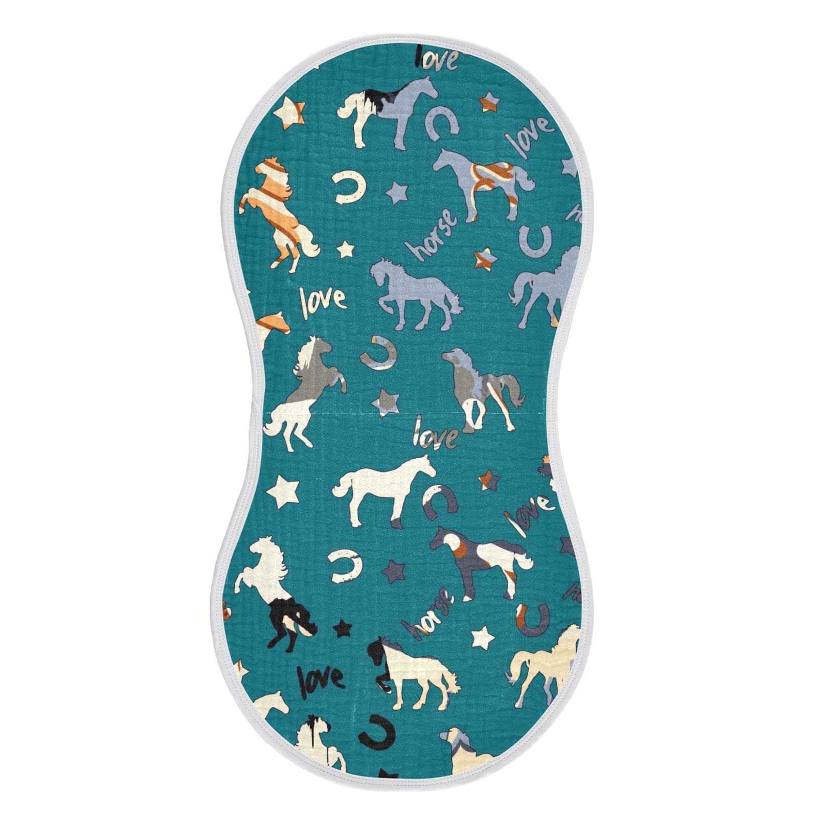 YYZZH Horse Pattern Star Horseshoes Letter Muslin Burp Cloths for Baby 1 Pack 100% Cotton Baby Washcloths Bibs for Boy Girl